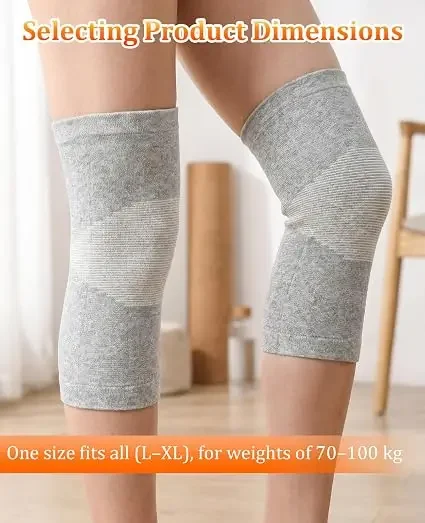 1 Paar Knieschoner Sport Bambuskohle Elastische Kniescheiben-Kompressionsstütze Knieschützer Beinwärmer Schmerzlinderung – Detail 3
