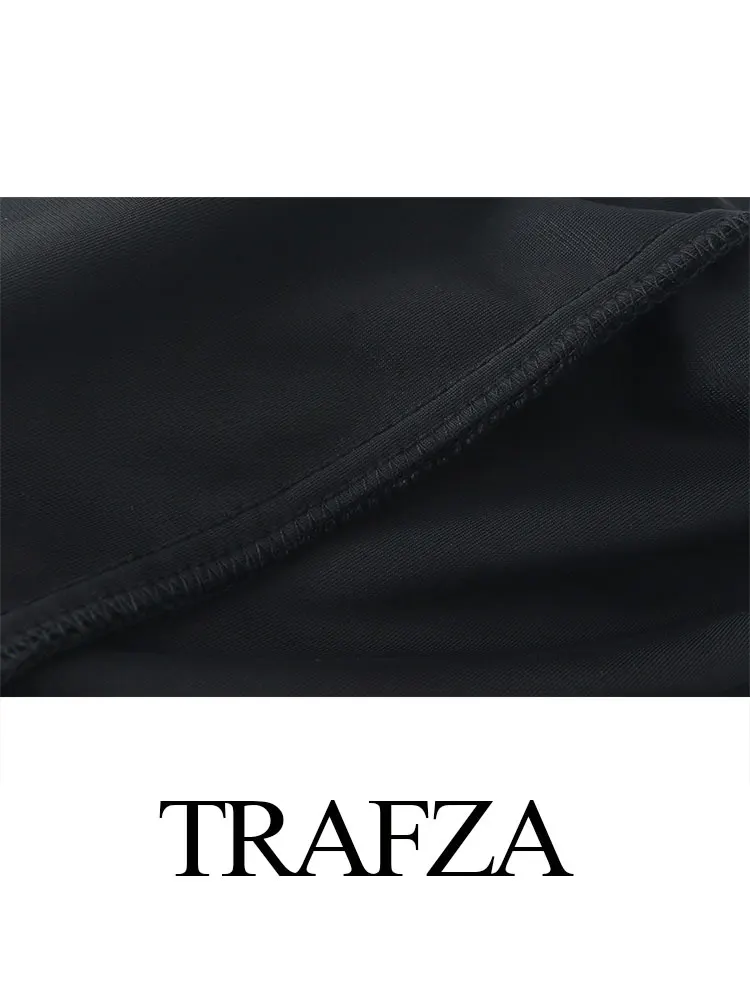 TRAFZA 2024 Autumn Velvet Trouser Suits For Women Fashion Single Breasted Cropped Coat Top + Commute Female Wide Leg Long Pant