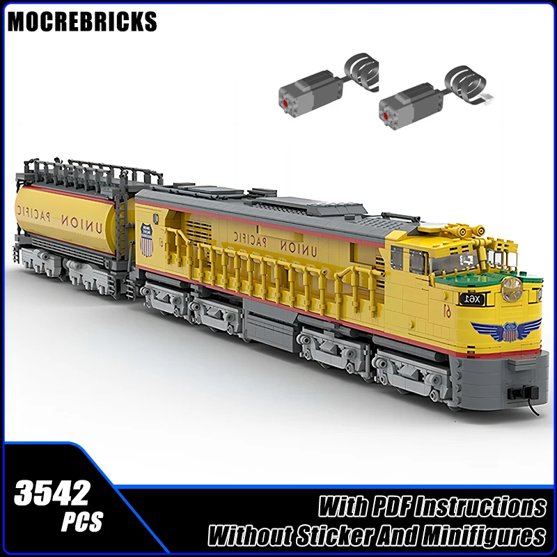 

MOC Freight Vehicle Pacific GTEL 8500 Veranda and Fuel Tender Electric Railway Trains With Motor Building Blocks Toys Kid's Gift