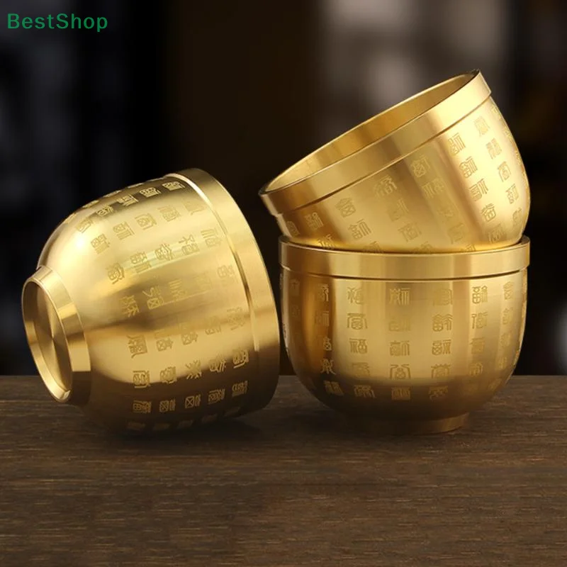 ♥♥♥Brass Hundred Blessings Cup,Living Room Office Altar Decoration In Front Of The Buddha
