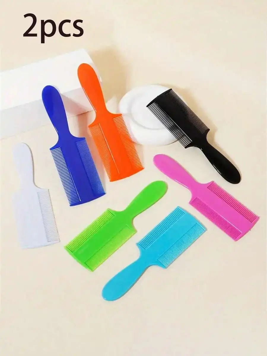 

2pcs Double-Sided Fine-Toothed Plastic Comb For Adult Dandruff And Lice Detangling