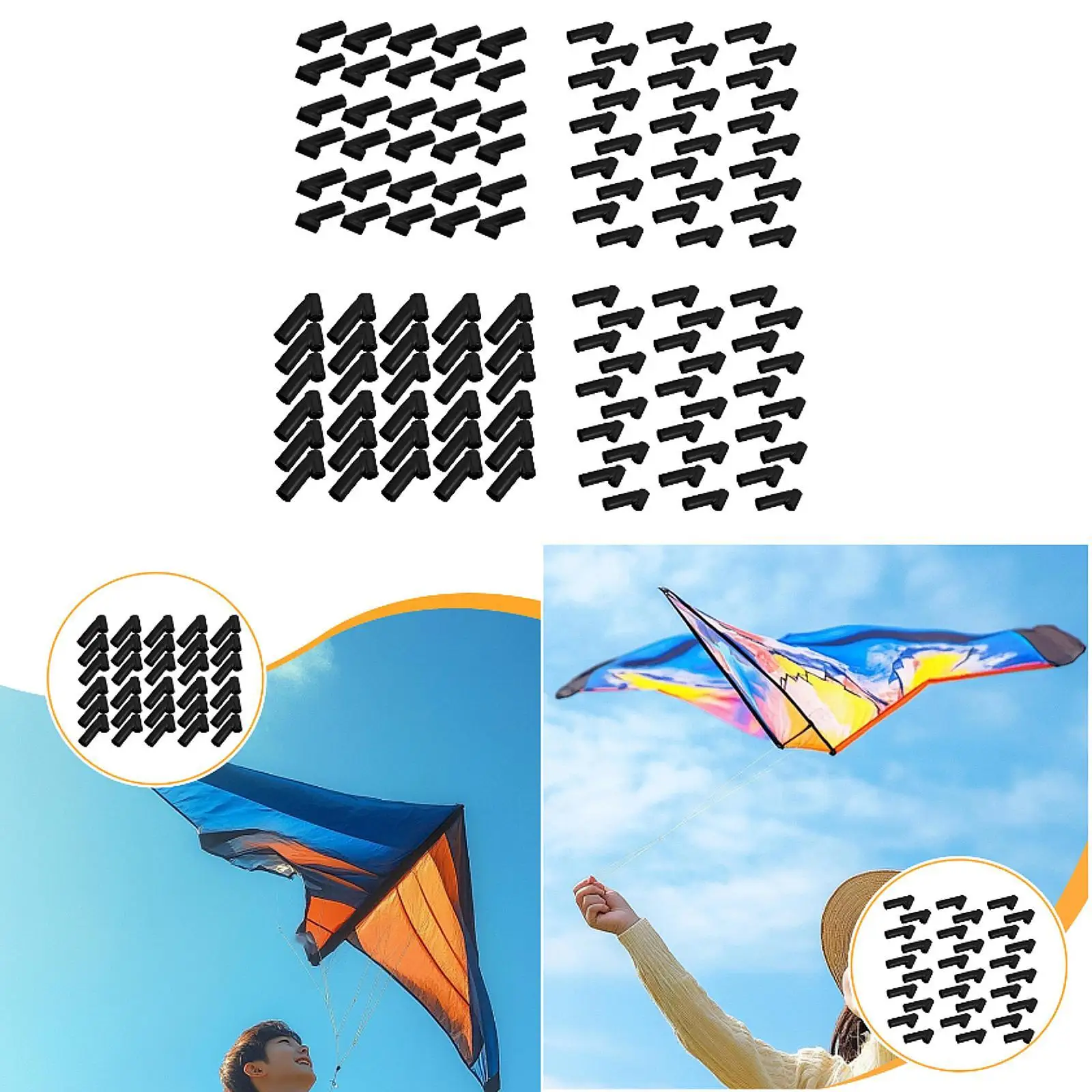 30x Kite Frame Connector DIY Convenient Replacement Sturdy Practical High Compatibility Kite Making Repair Supplies Parts