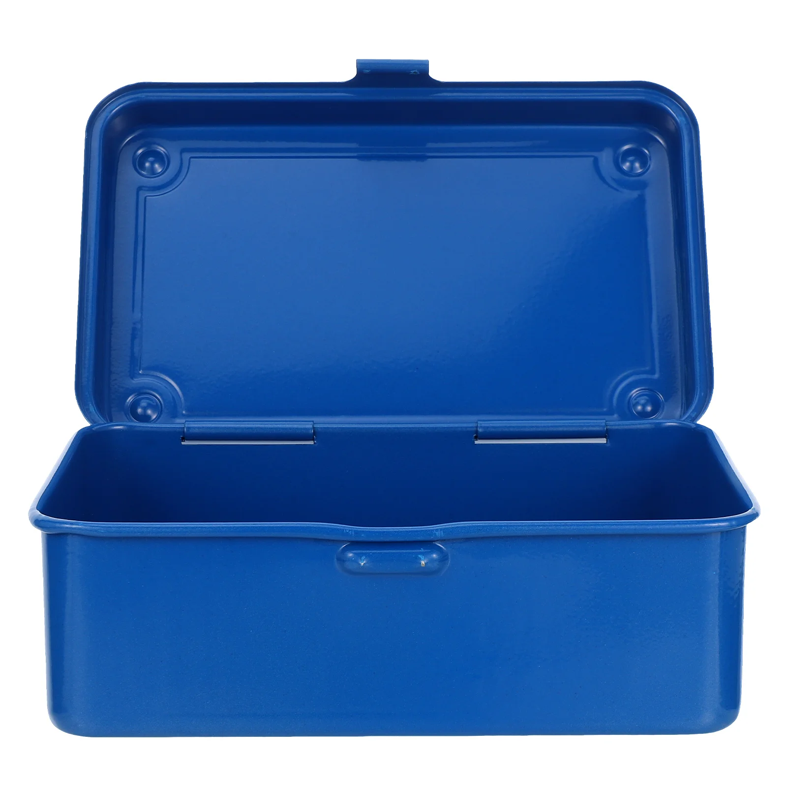 

Small Metal Toolbox Chest Desktop Iron Portable Steel Blue Boxes Compact Sturdy Vintage Tool Storage Organzier Hardware Car