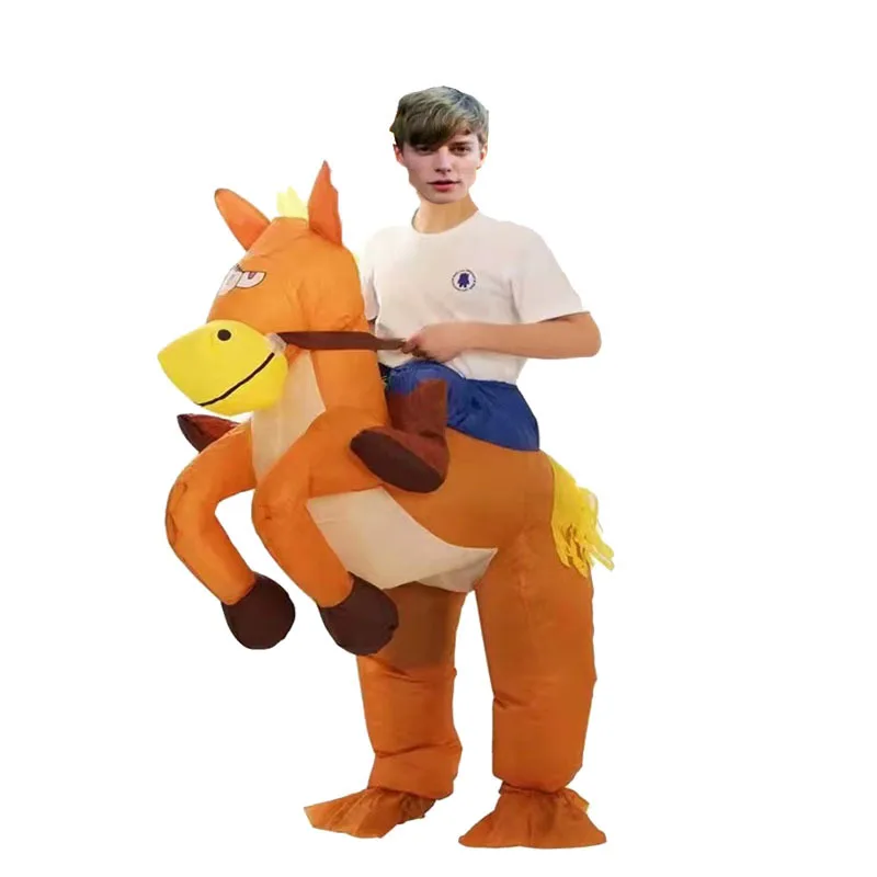Divertido vaquero occidental caballo de montar disfraz inflable ceremonia de apertura disfraz de mascota disfraz de utilería de fiesta