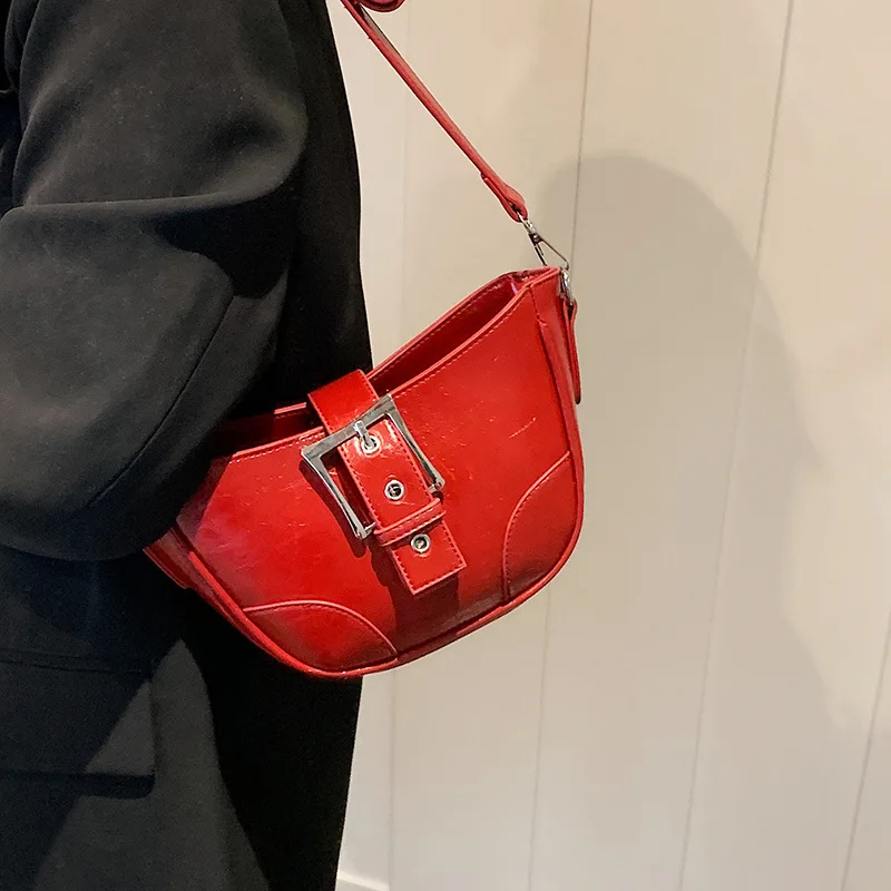 Bolso pequeño de cuero sintético para mujer, bandolera de lujo, de Color liso, estilo Retro, 2024