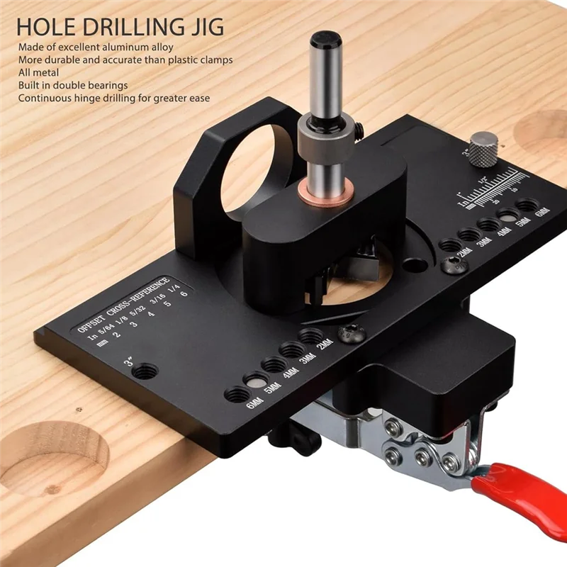 

AEE6-35Mm Concealed Hinge Jig Kit With Drill Guide Locator,Hinge Hole Punch For Hinge Boring, Cabinet And Door Installation