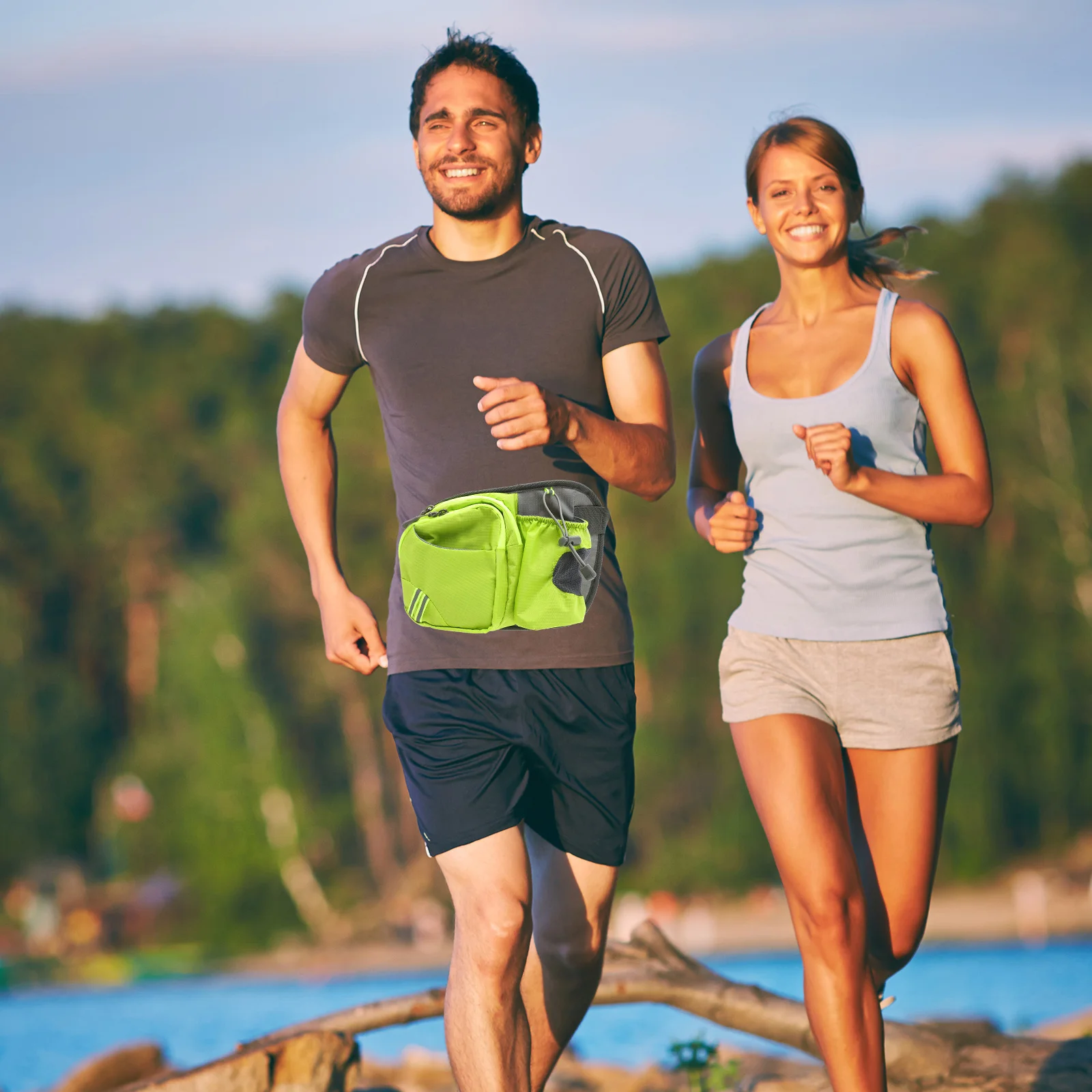 Running Waist Pack Sports Waist Bag Belt Bag Large Capacity Lightweight Breathable Green for Running Hiking Cycling Camping