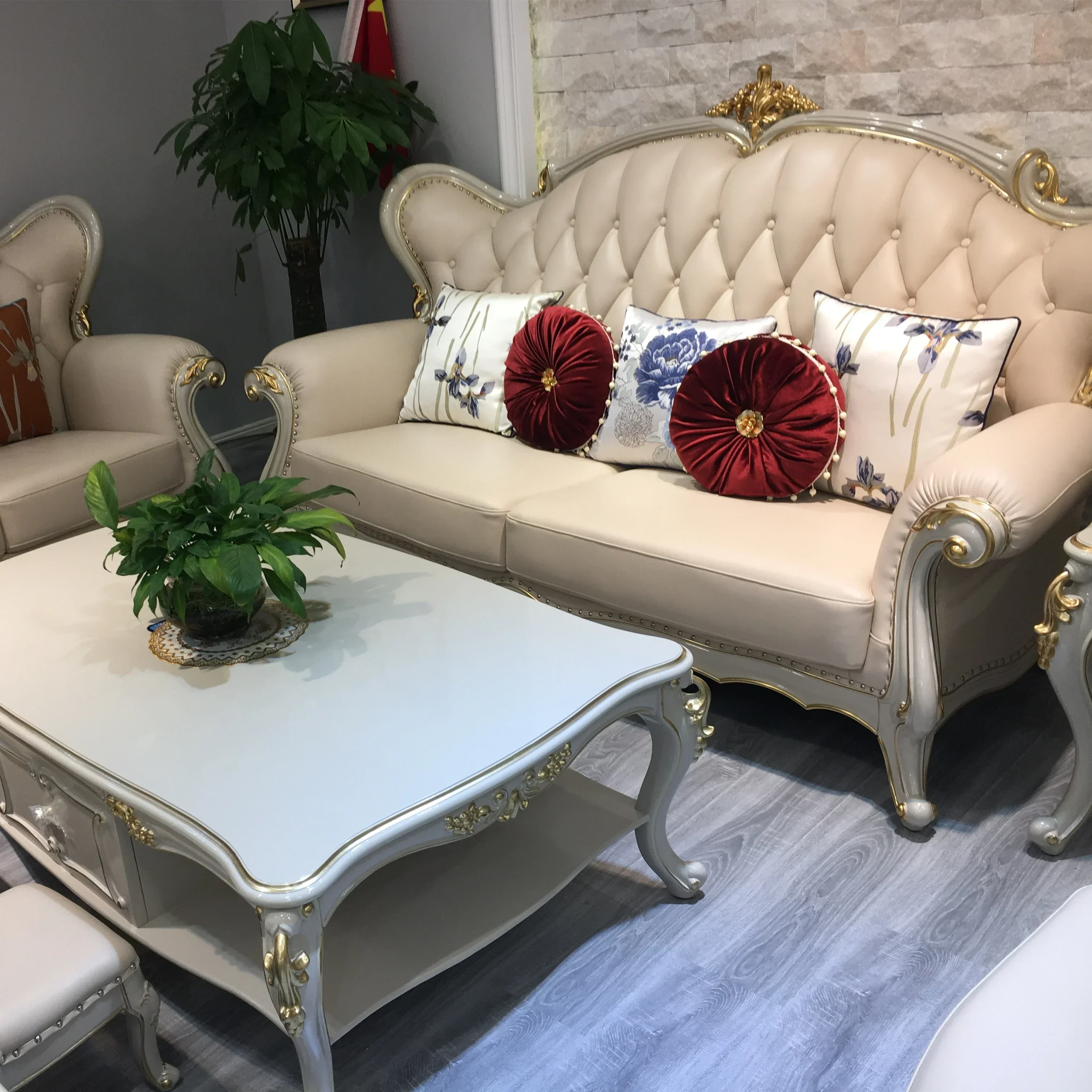 

% роскошный диван в европейском стиле 1+2+3 + сиденья Дешевый комплект диванов Мебель для виллы/дома Современный дизайн Мебель для гостиной Серый