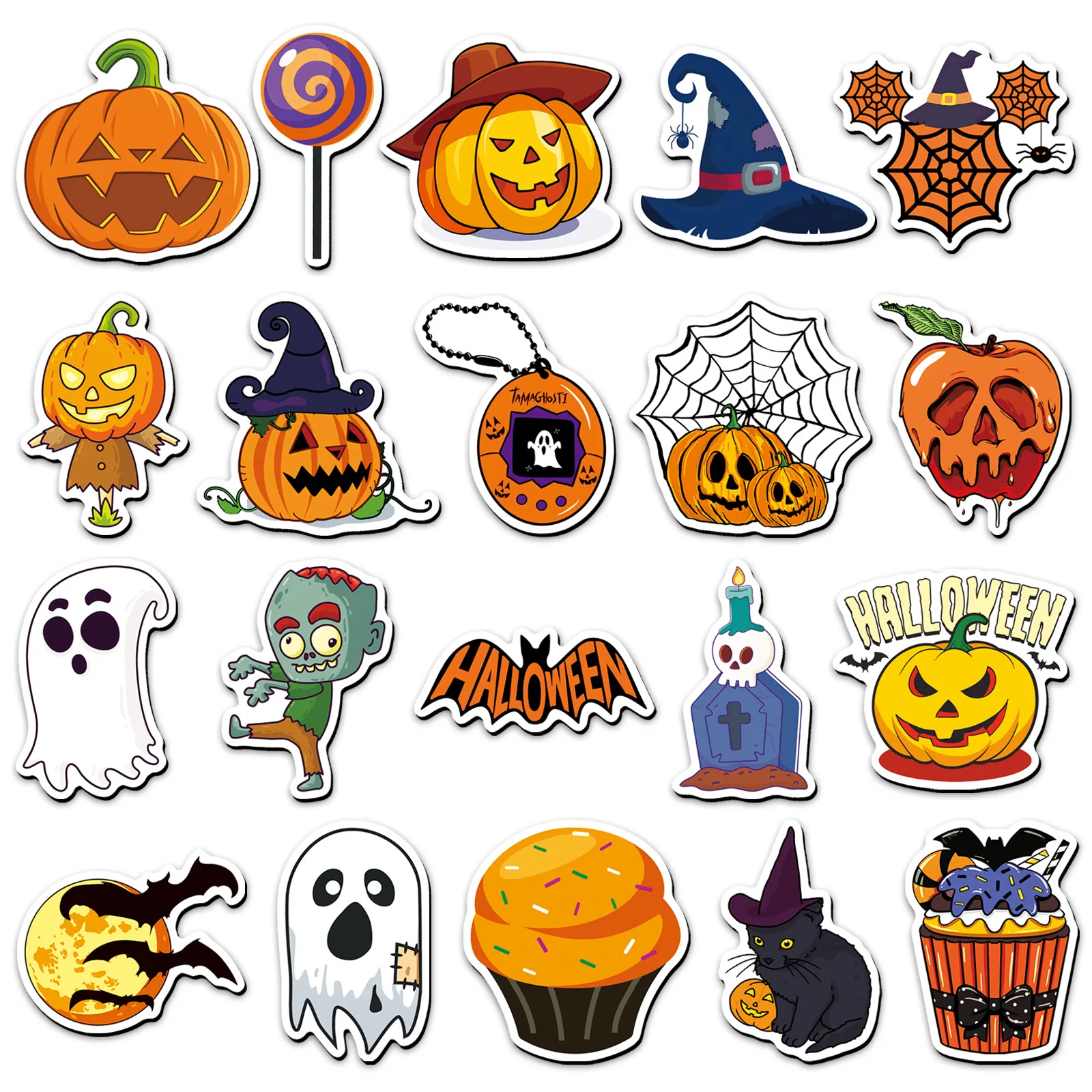 20Pcs/Set Halloween Fridge Magnets Set, Cute Ghost Pumpkin Bat Witch Soft Refrigerator Stickers, Kawaii Halloween Party Decor