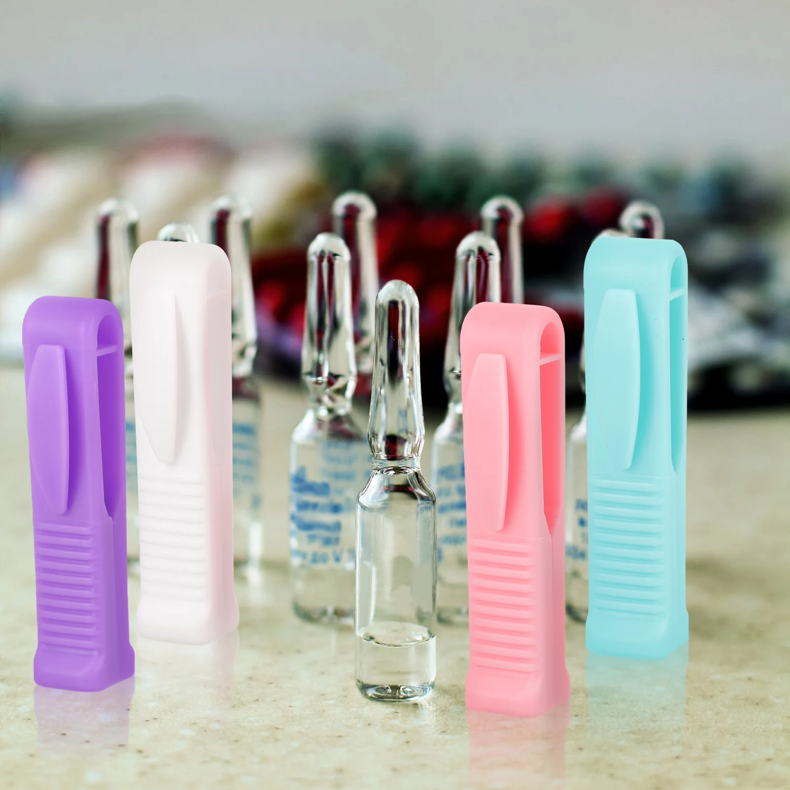 8 Pcs Ampoule Opener Nurse Helper Plastic Mini Reusable Cutting Device White Dark Violet Green Lotus Each 2 Essential Tool