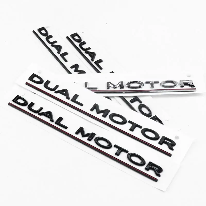 

DUAL MOTOR Underlined Letters Emblem for TESLA Model 3 Y S X Car Styling Refitting Trunk Badge Sticker Chrome Black Accessories