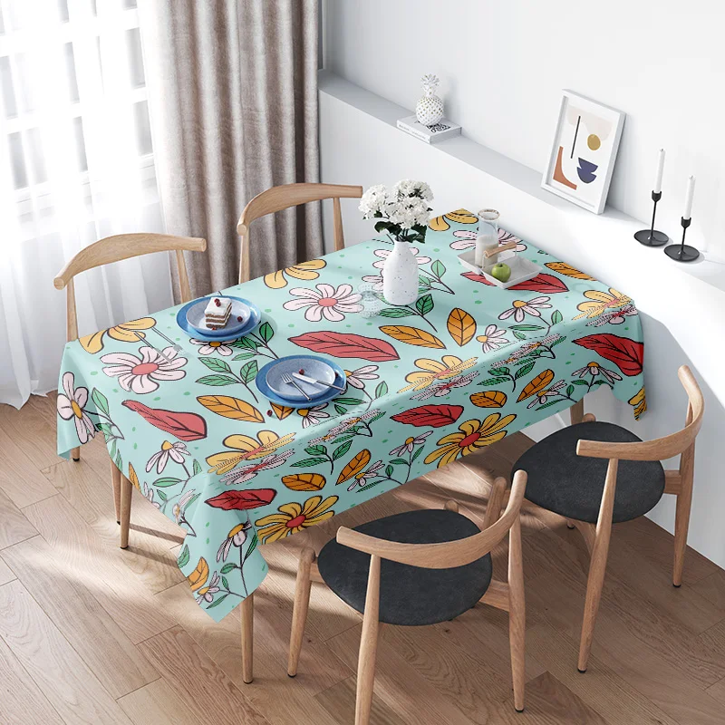 

Colorful Printed Tablecloth Floral Design Decorative Home Textiles Easy Care Washable Dining Room Decoration Rectangle Shape Siz