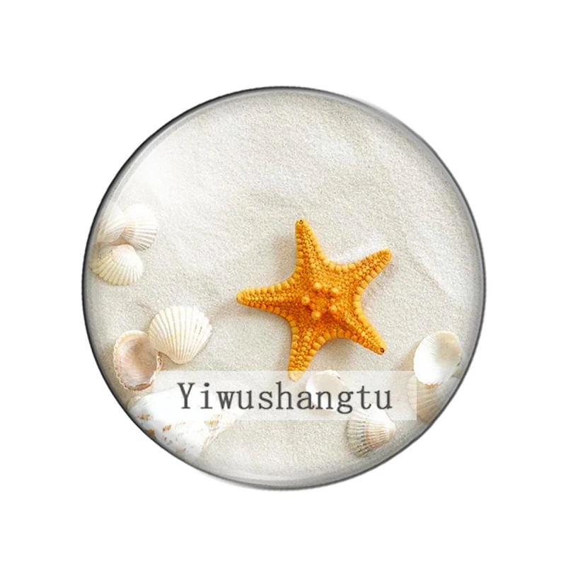 Cute Starfish Shell Art marine animal Paintings 12mm/18mm/20mm/25mm Round photo glass cabochon demo flat back Making findings