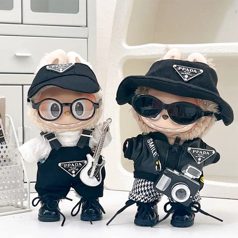

15cm plush doll with first and second generation jacket, cool hat, suspenders, and accessories in a sitting pose