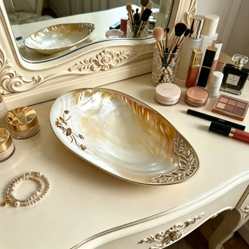 for Deep sea natural shell snail decorative plate desktop storage light luxury high-end ornament home creative jewelry plate