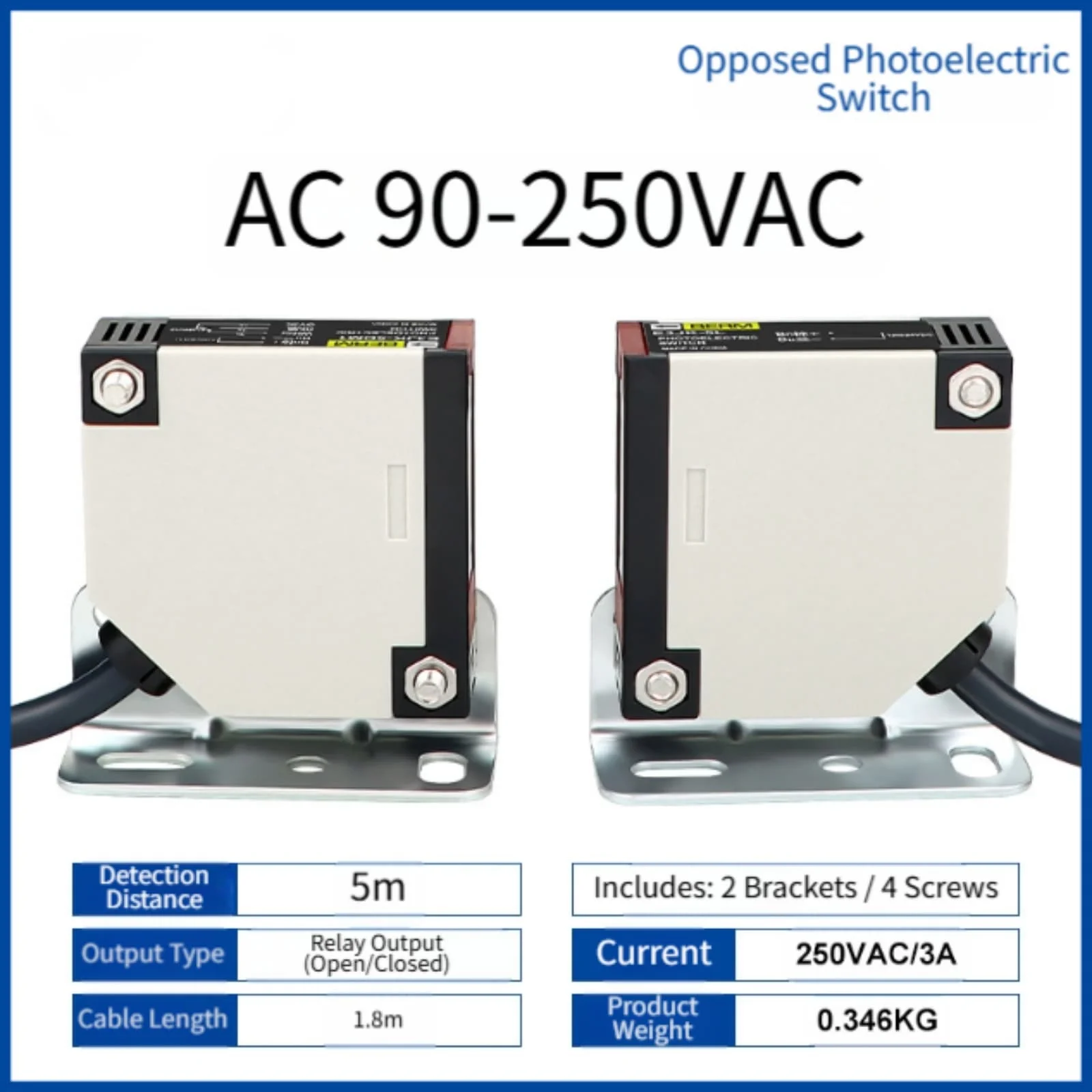 E3JK-R4M1 Switch Diffuse-Reflective Sensor 4m Detection Range AC 90-250V Voltage Delay Function High Precision Optical Device