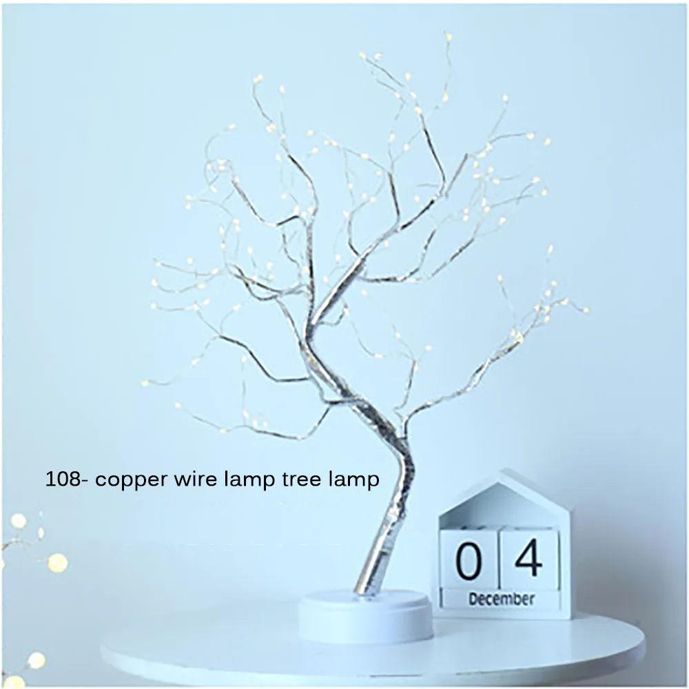 LED Tree Light Cherry Plum Blossom Tree Light Table Lamps Night Light For Home Indoor Bedroom Wedding Party Bar Decoration