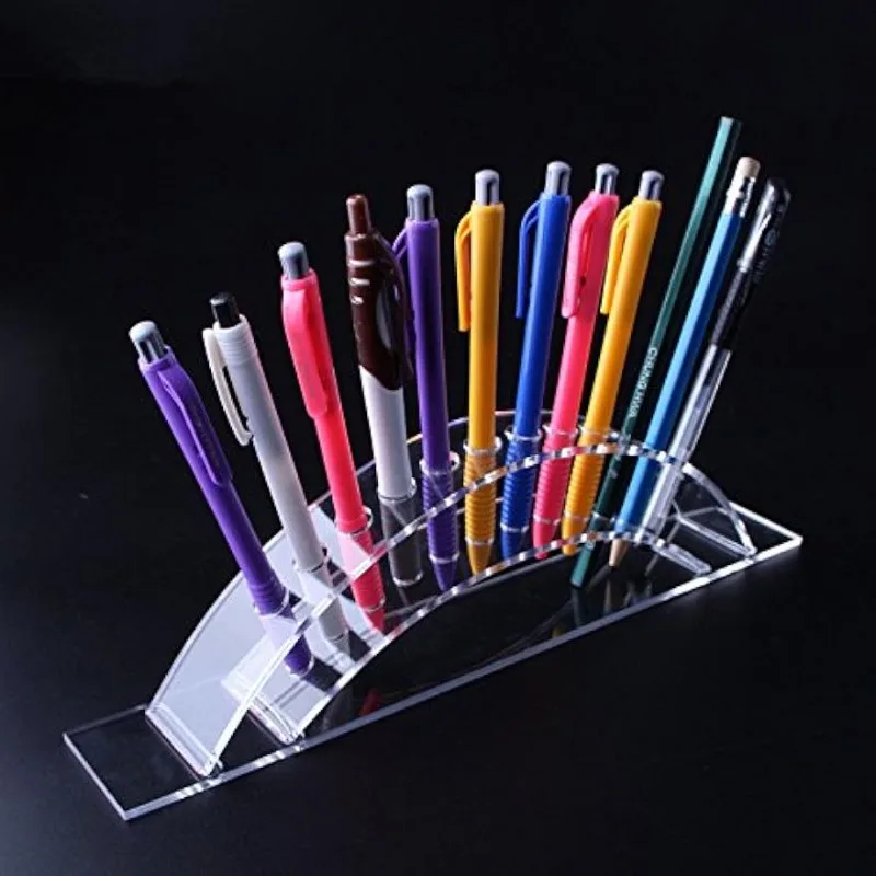 

Rainbow Pen Display Stand 12-Slots Premium Clear Acrylic Holder for Pen, Makeup Brush, Pencil Display Stand. Premium