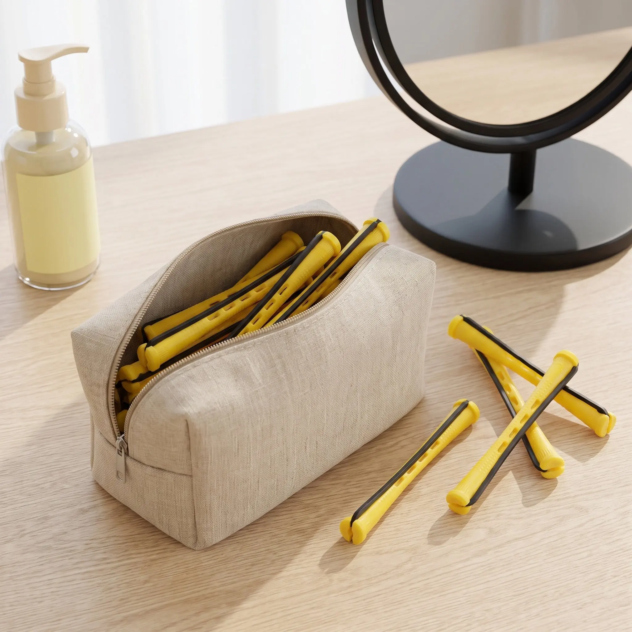 40Pcs Hair Curlers for Volume Plastic Rollers Yellow Cap Root Lift Hair Styling Tools Lightweight Heatless Root Volume Rollers