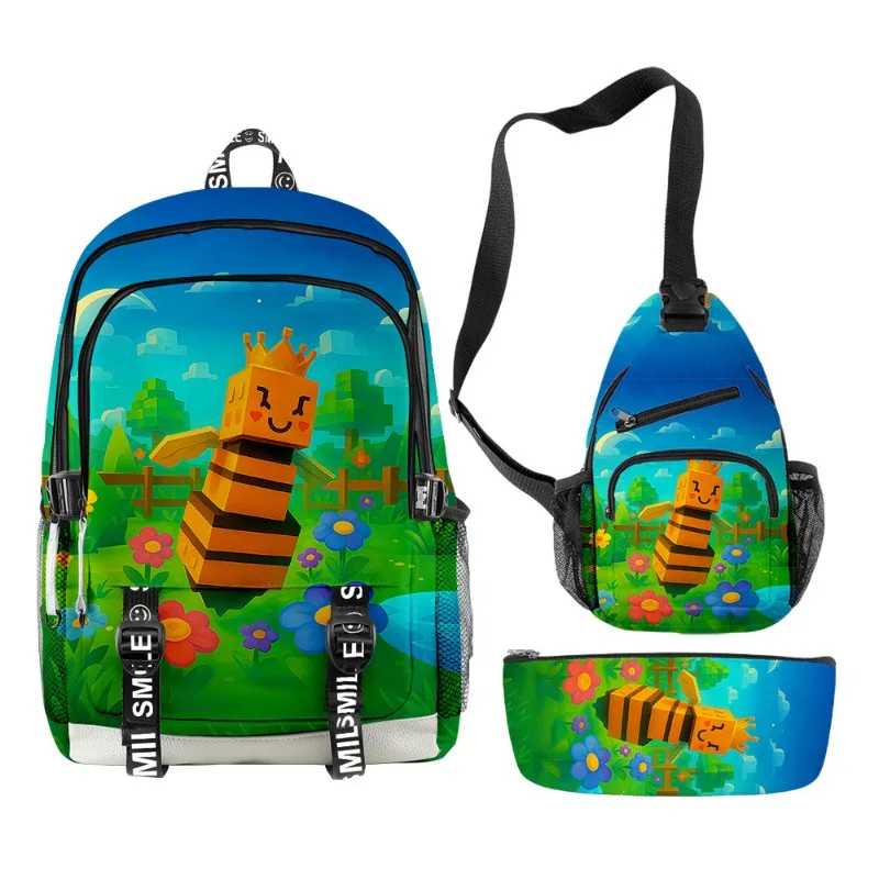 

3pcs/set Game Roblox Grow A Garden Creative Peripheral Cartoon Cute Printed Backpack Backpack Pencil Case Shoulder Bag