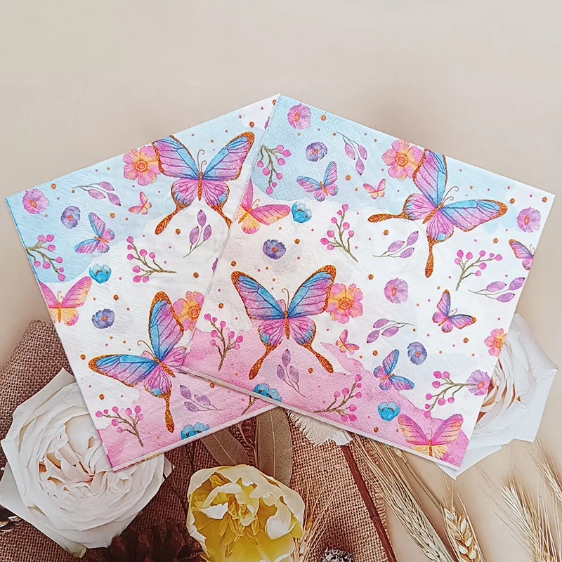 Hot Selling Colorful Printed Butterfly Disposable Tissue Birthday Parties Celebrations Outdoor Paper