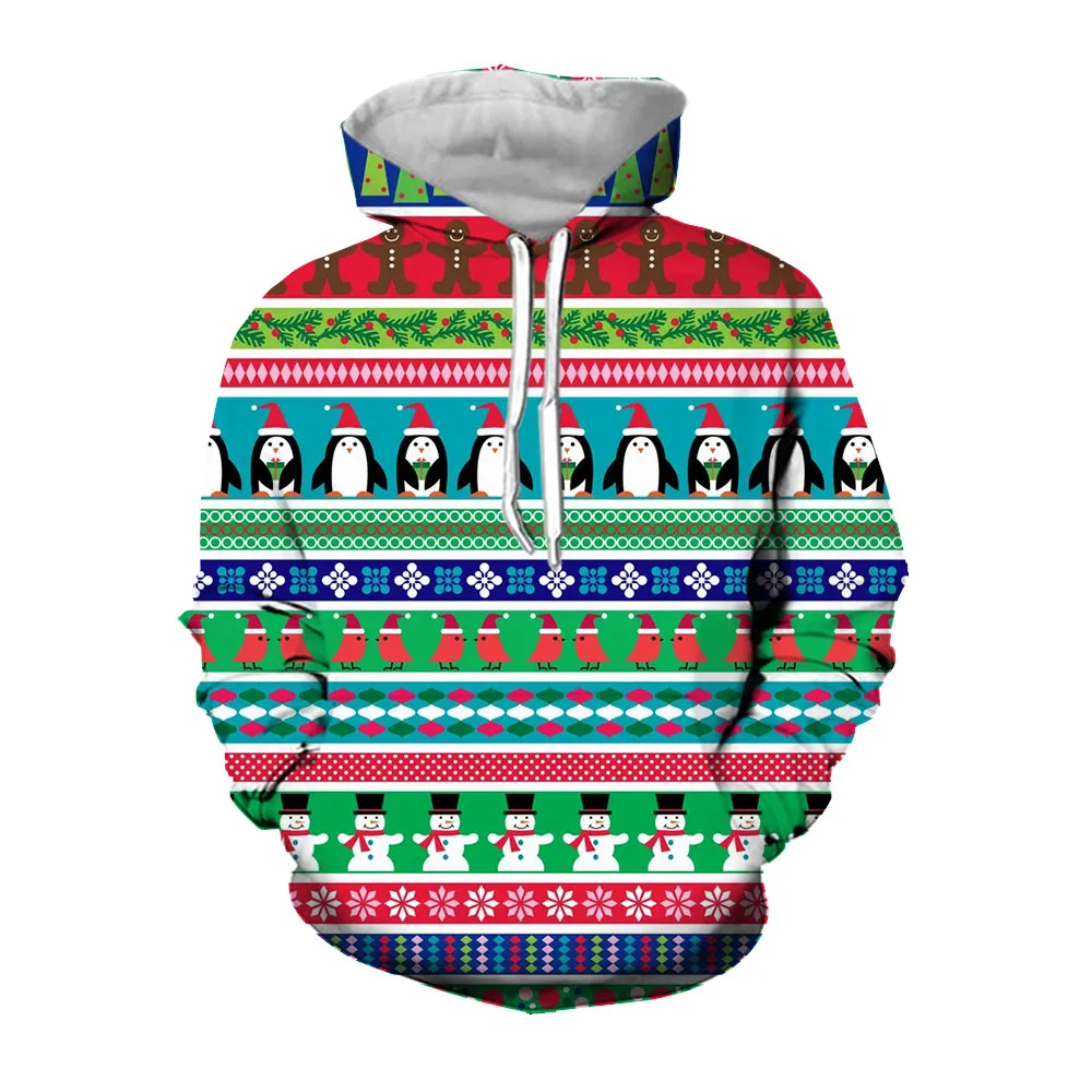 

Jumeast 3D Penguin Printed Striped Graphic Men Hoodies Aesthetic Light Academia Hooded Sweatshirts Christmas Festival Clothing