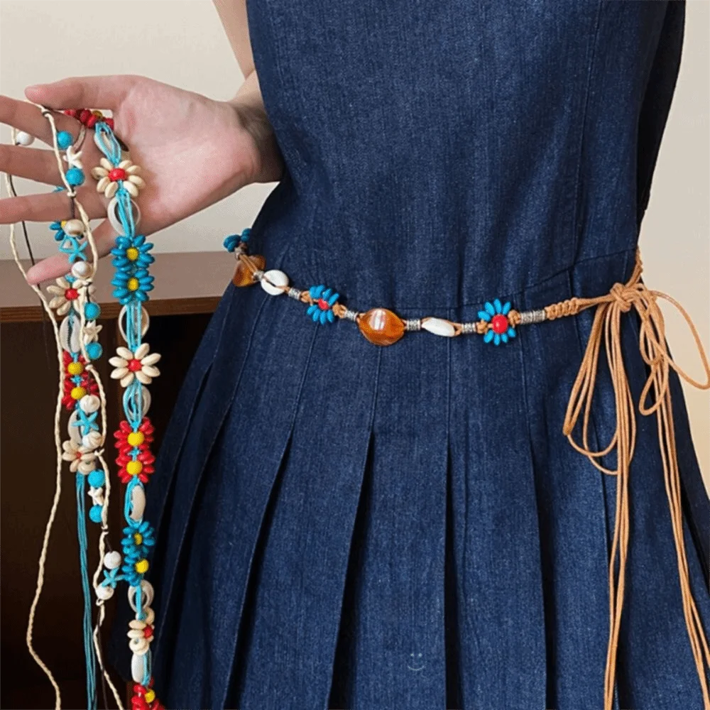 Nueva cadena de cintura tejida a mano, diadema de estilo étnico bohemio Retro, regalo