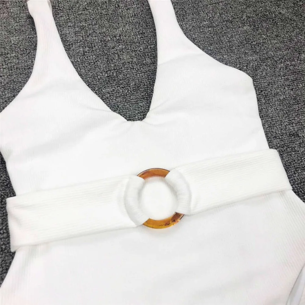 Neuer, verführerischer Badeanzug mit tiefem V-Ausschnitt, Monokini, hoch geschnitten, einteiliger Badeanzug für Damen, Badebekleidung für Frauen, mit Taillenband, Badeanzug, Modell V1383. – Detail 10