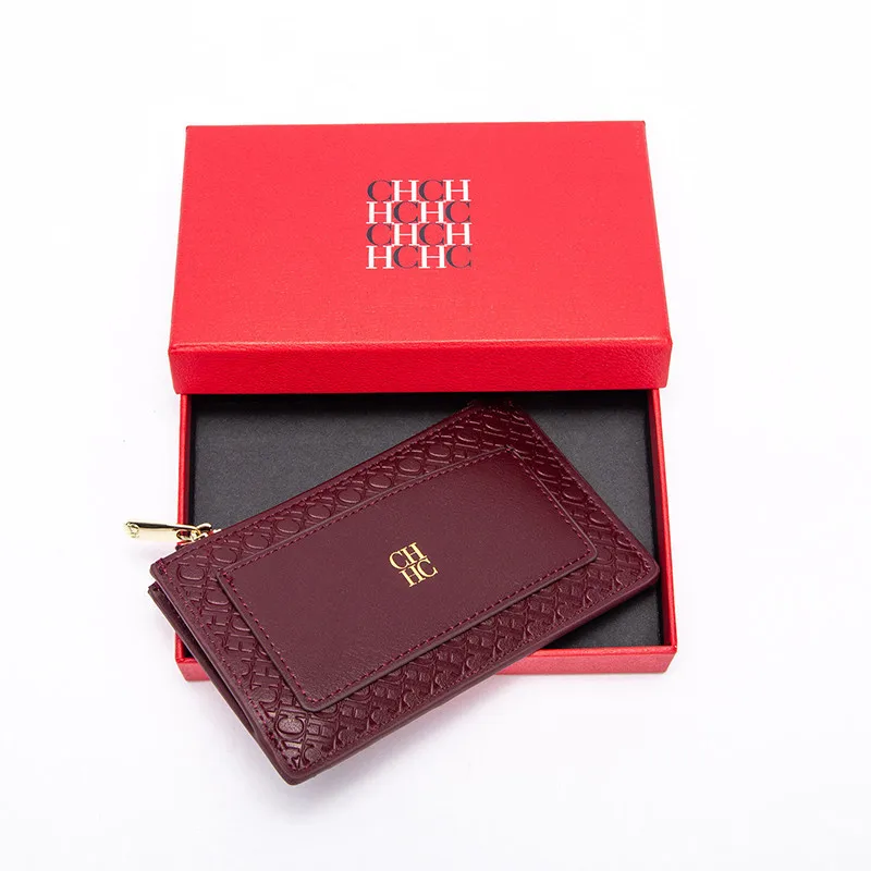 Luxury Retro Wallet Button Zipper Fashionable Classic Folding Design Textured Printing Card Holder Business Card Holde