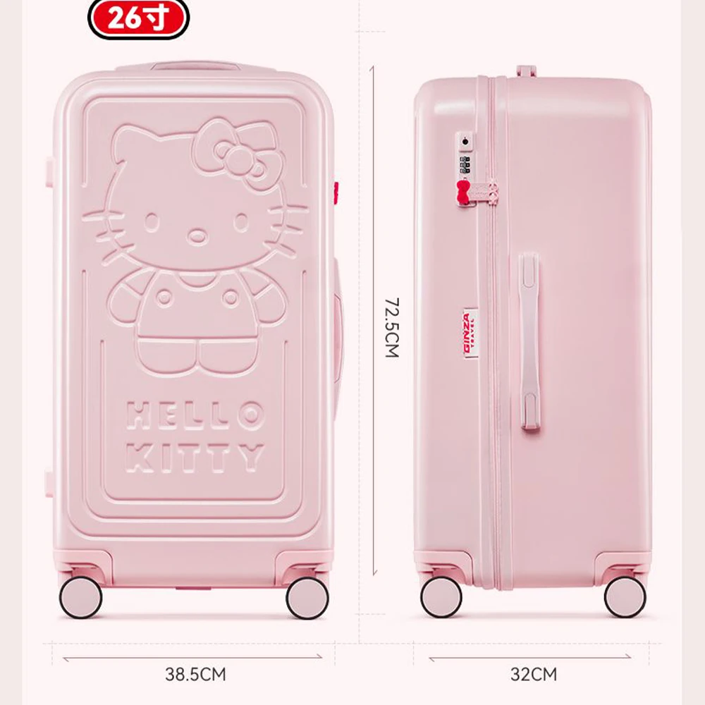 Kawaii Anime Hello Kitty 14-26 Inches Trolley Case Suitcase Sanrioed Mute Universal Wheel Student Travel High Capacity Storage