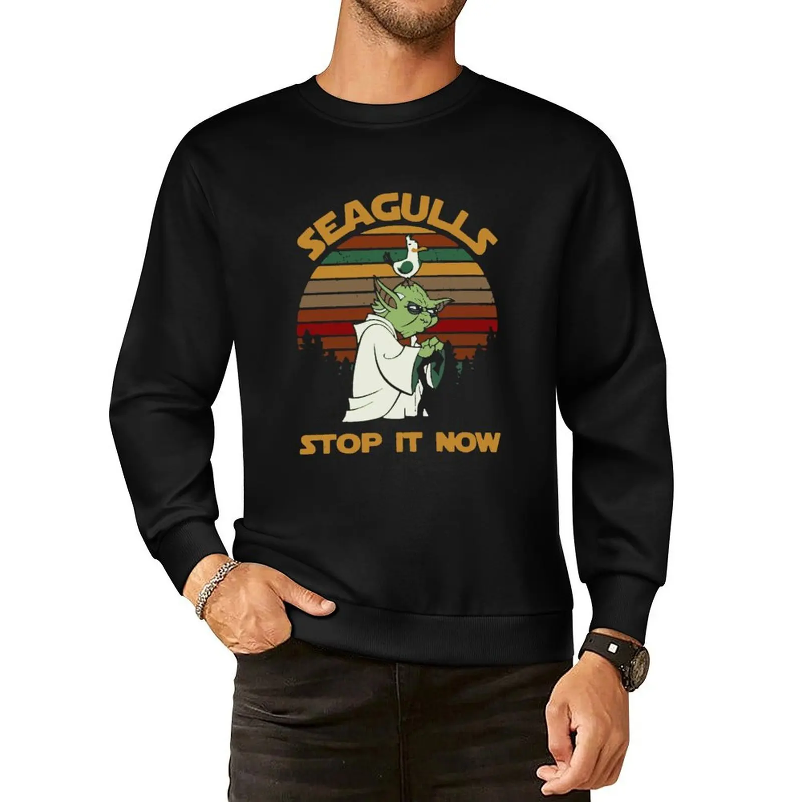 

Sunset retro style Seagulls stop it now Pullover Hoodie autumn new products hooded shirt graphic sweatshirts