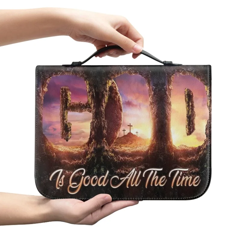 GOD is GOOD All The Time  Butterflt Bible Cover Women Christmas Gift Print Leather Bible Bag Women Cross Design Women's Handbags