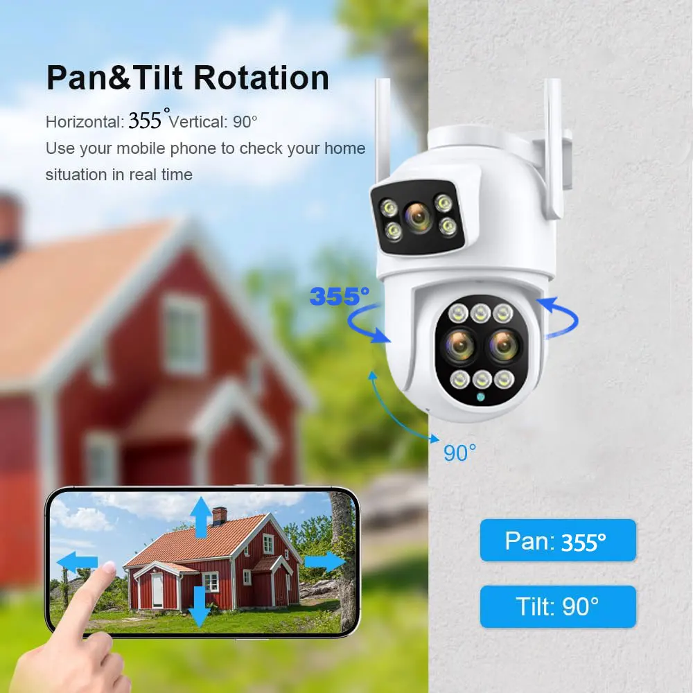 ICSEE 12MP PTZ WiFi Camera Buiten Dual Screen 8X Zoom Beveiliging CCTV Video Surveillance IP Camera