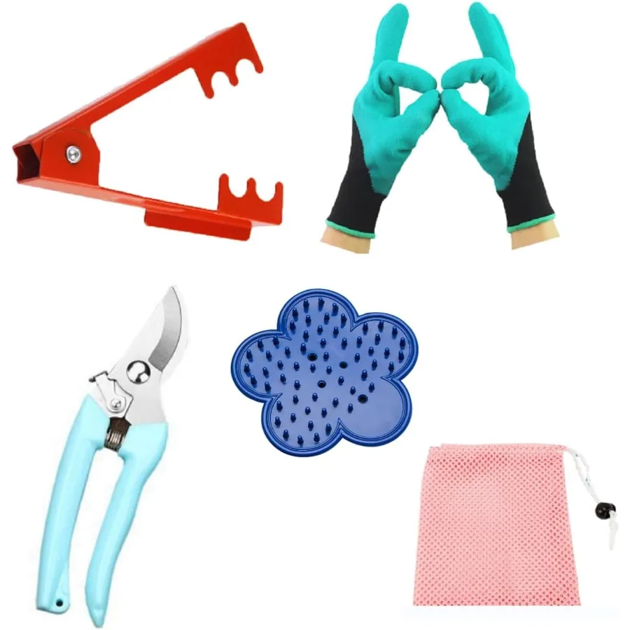 

Flower Rose Thorn Remover Leaf Burrs Pliers Kit Stripper Stripping Tool with Scissors Glove for Garden Floral Making Florist Su