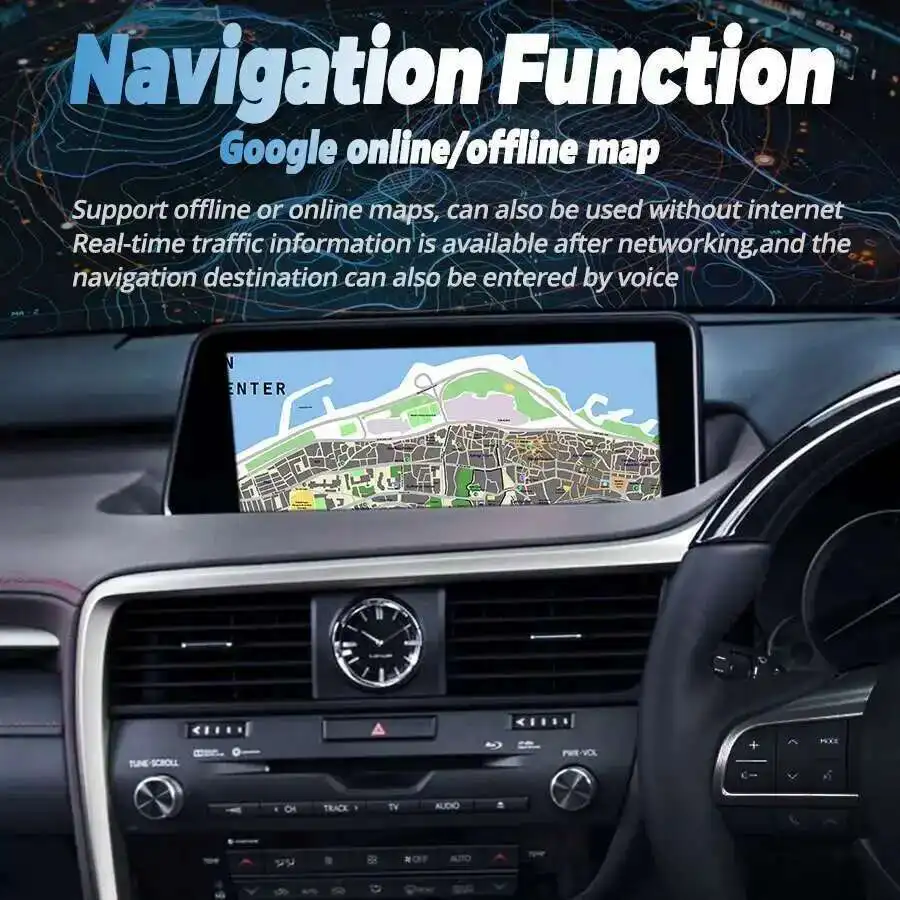 12.3 Inch Qualcomm Navi Screen GPS Car Video Player For Lexus Rx450h RX200t RX350 RX300 RX 450H 200t 350 300 Android 14 Carplay