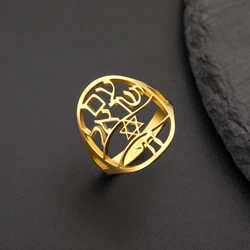 Sipuris Jewish Chai Symbol of Life Rings for Women Men Hebrew Star of David Ring Hashanah Stainless Steel Jewelry Gifts