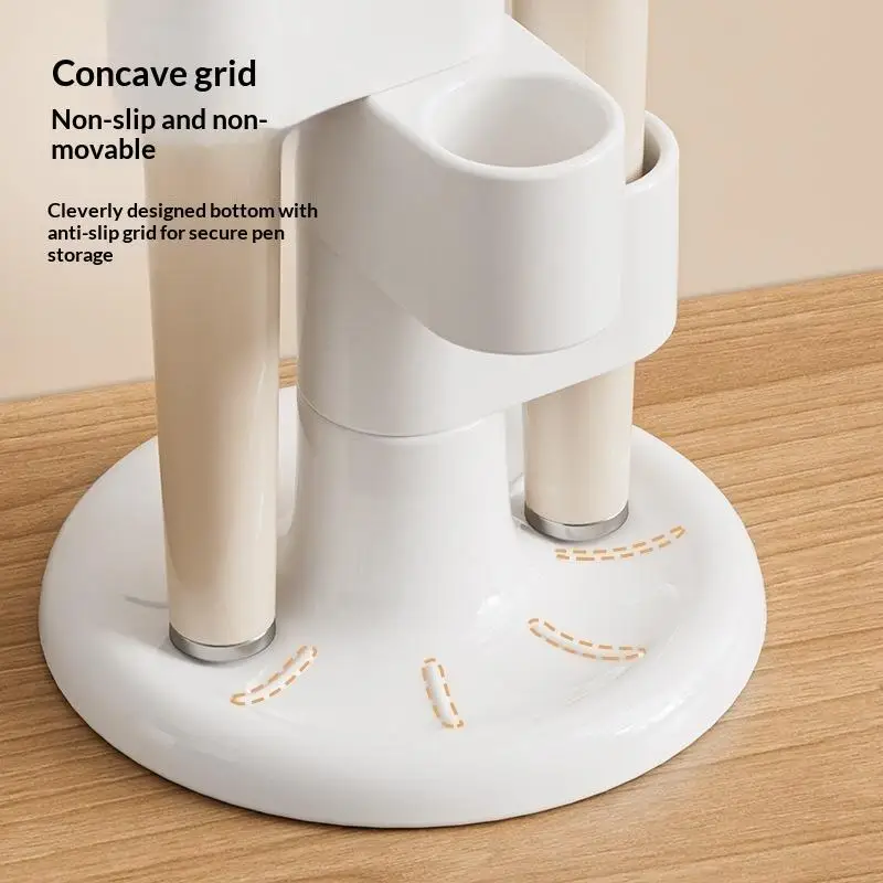White Desktop 360 Degree Rotating Pen Storage Rack Holds 4 Pens Office Desktop Pencil Organizer Storage Holder