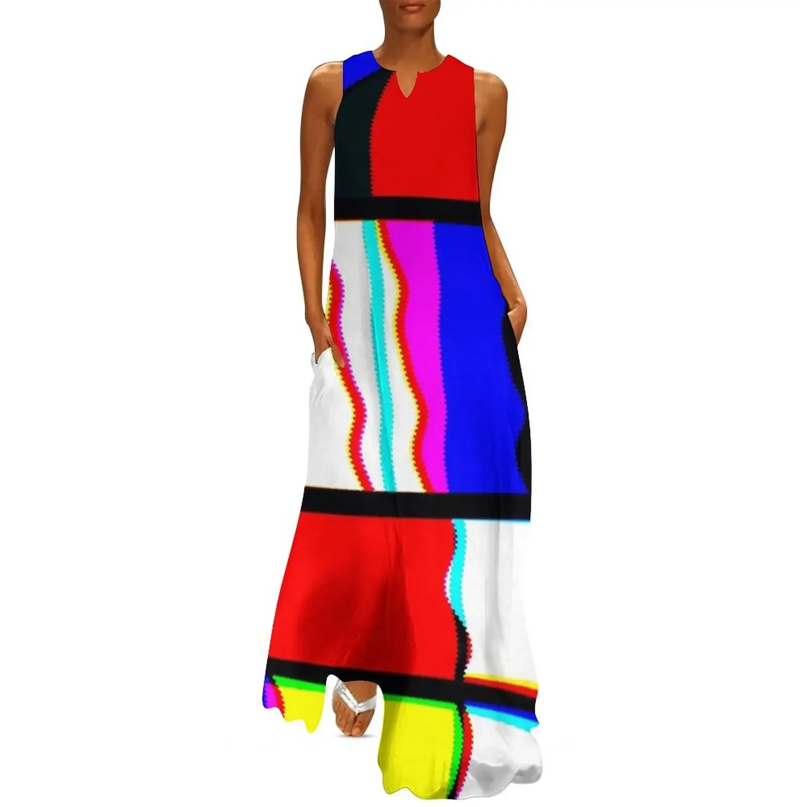 

Mondrian Glitch Long Dress clothes for women Dresses for wedding party Elegant gown evening dress Dress