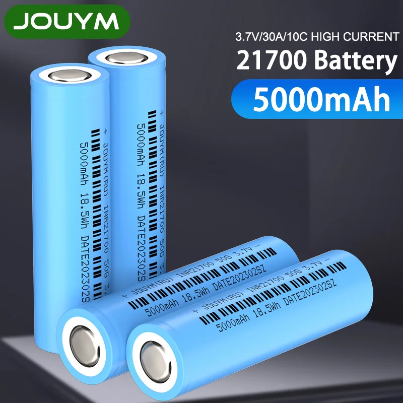 

5000mAh 21700 Battery 3.7V High Current INR21700 50G Rechargeable Lithium Batteries 30A Discharge Power Cell for Screwdriver