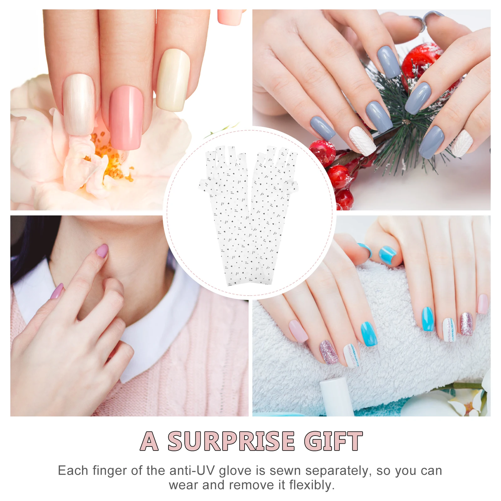 

4pcs Anti Uv Art Reusable Fingerless Protection Manicure Hand Covers Gel Nail Gloves Supplies Nail Art Tools