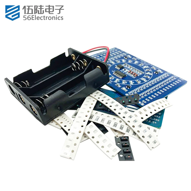 Smd rotativa piscando circuito eletrônico diy suíte kits de placa prática de solda para o experimento escolar