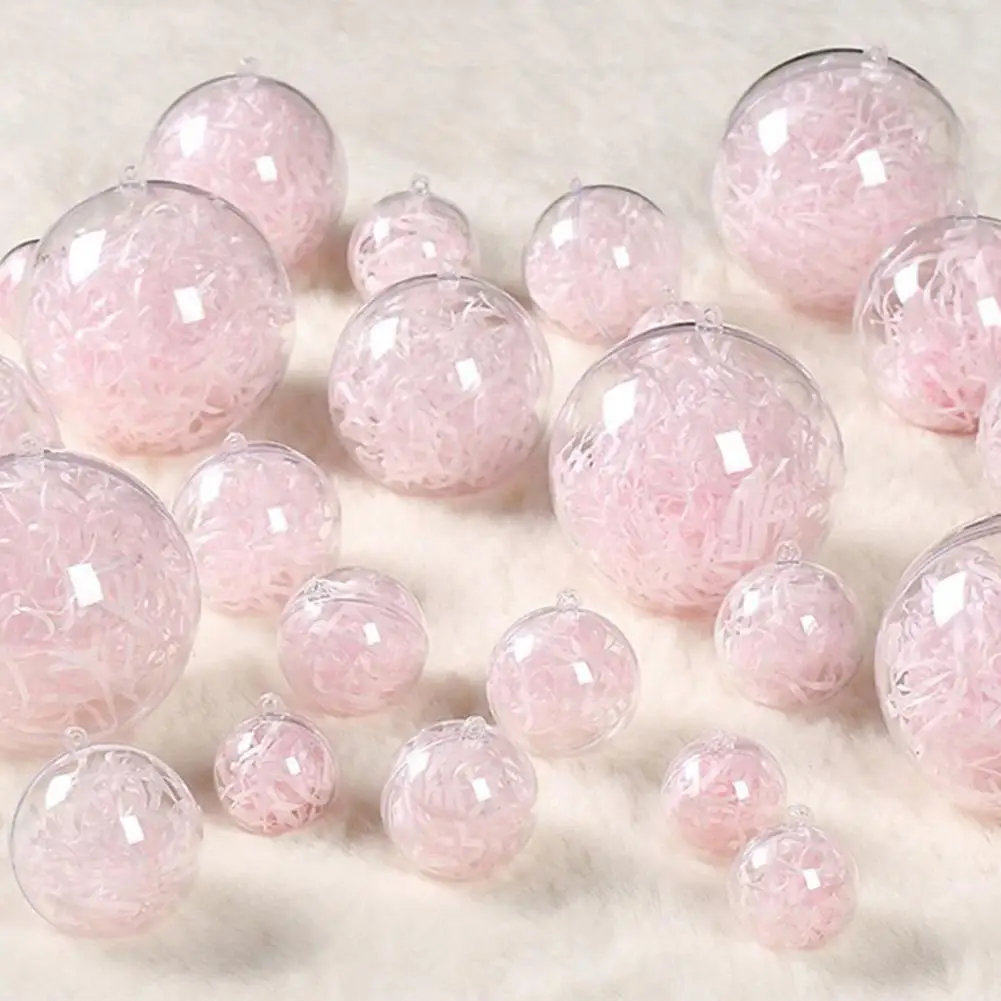 Clear Fillable Ball Ornaments Plastic Transparent Shatterproof Hanging Ball Decoration for DIY Crafts Christmas Wedding Decor