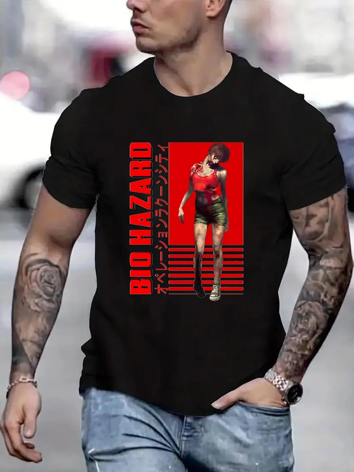 Camiseta divertida de Residents Evils Biohazard para hombre, camiseta de manga corta, camisetas para hombre, regalos estéticos para hombres B5022715