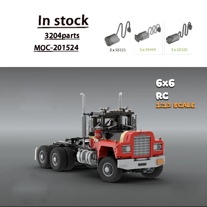 MOC-201524 Urban Retro New 6x6 Tractor Truck 1:13 Building Block Model 3204 Parts MOC Boys Children's Birthday Toy Gift