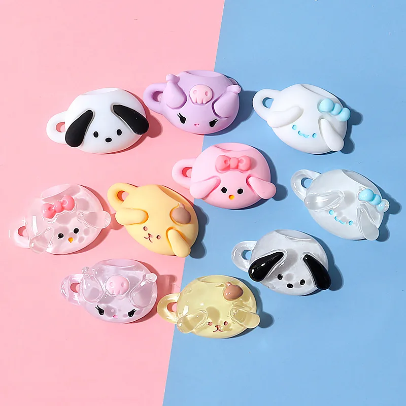 10Pcs Kawaii Anime Sanrios Kuromi Simulation Cartoon Cup DIY Resin Accessories Cream Glue Mobile Phone Case Hairpin Accessories