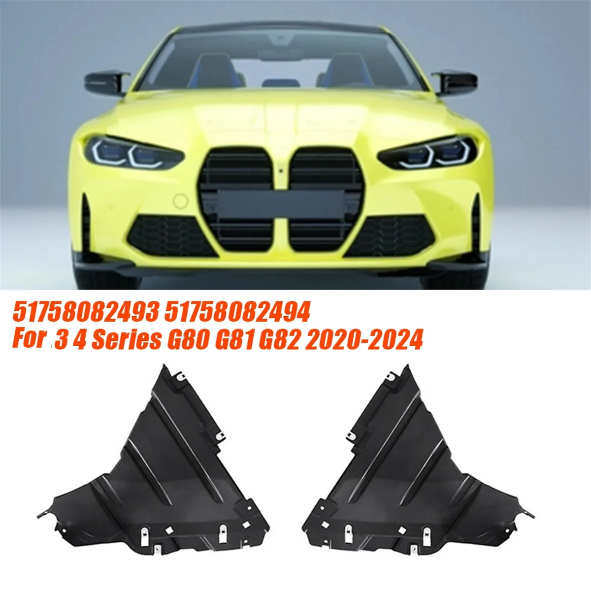 1Pair Lower Wheel Cover Plate 51758082493 8082494 for BMW 3 4 Series G80 G81 G82 2020-2024 Front Fender Liner Extension