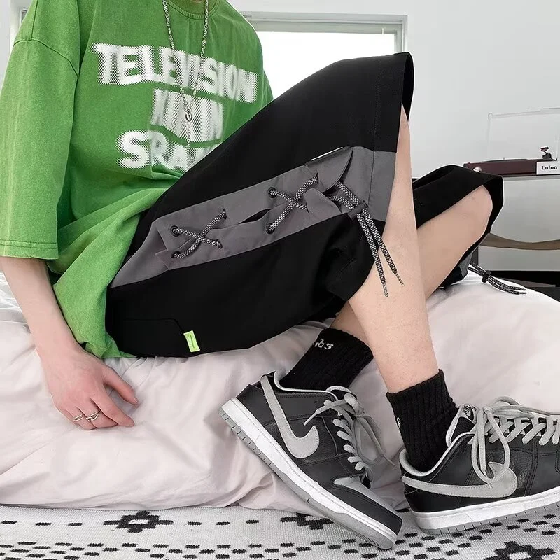 

Новые спортивные шорты с веревкой, мужские дышащие лоскутные шорты на шнурке, летние уличные уличные шорты Y2K, уличная одежда, бермуды Hombre