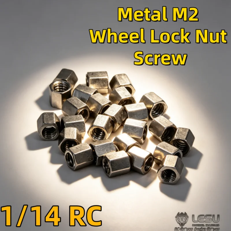 20pcs Metal M2 Wheel Lock Nut Screw for 1/14 Tamiya RC Dump Truck SCANIA 770S R620 VOLVO BENZ Arocs MAN TGX LESU Car Accessories