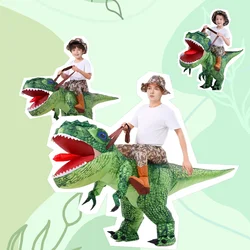 Adult Child Boys Girls Funny Inflatable Dinosaur Costume Riding Tyrannosaurus Rex Cosplay Fancy Dress Kids Halloween Party