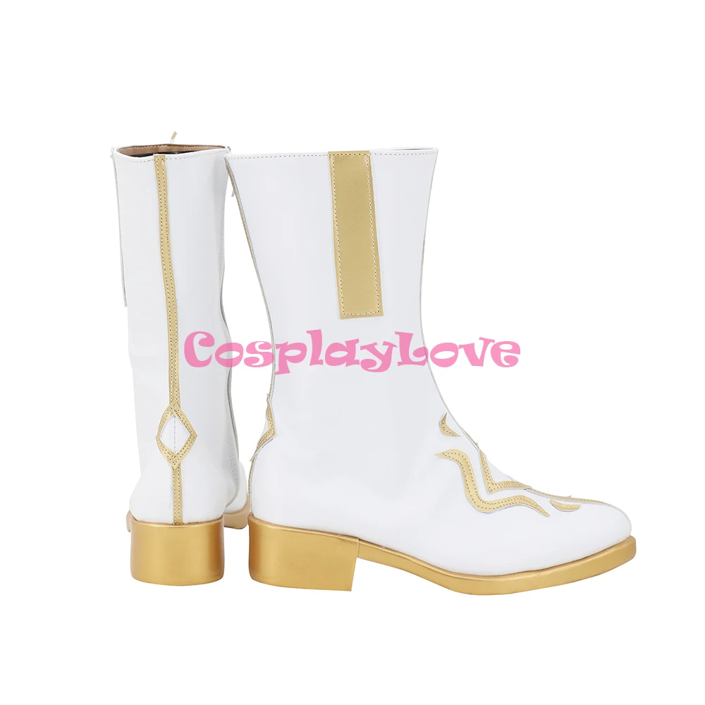 CosplayLove juego conjunto estrellas Tenshouin Eichi blanco Cosplay zapatos Botas Largas cuero Chrismtas hecho a medida